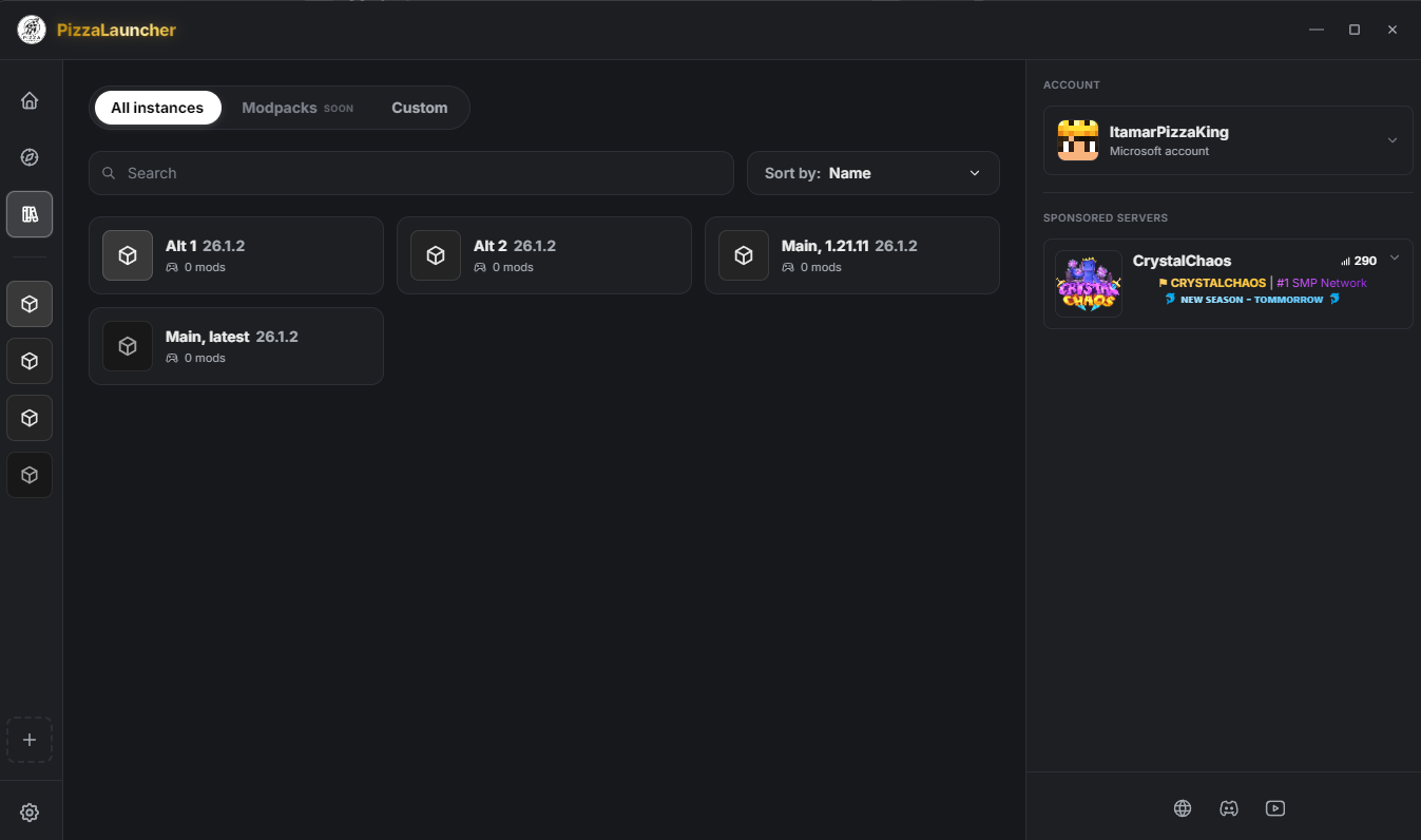 Instance library in PizzaLauncher